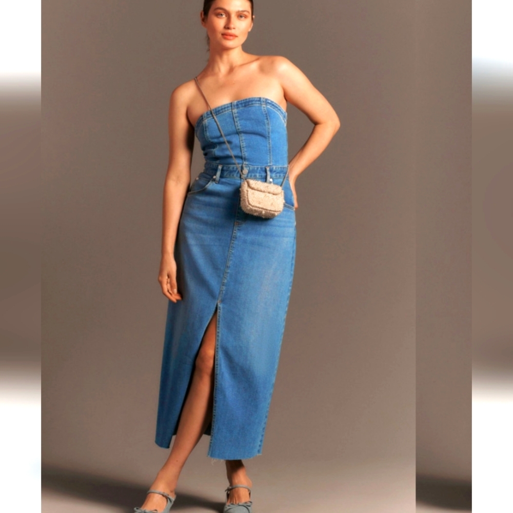 Anthropologie Pilcro The Madi Strapless Denim Dress